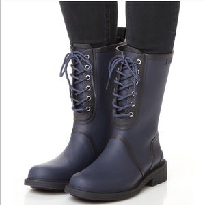 Rag & bone Ansel blue rubber lace up rain boots